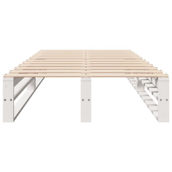 vidaXL Рамка за легло без матрак, бял, 90x190 см, борово дърво масив