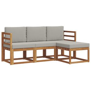 vidaXL Комплект дивани за открито 4 pcs Естествено и светло сиво