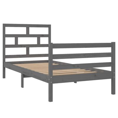 vidaXL Рамка за легло, сива, бор масив, 90х200 см