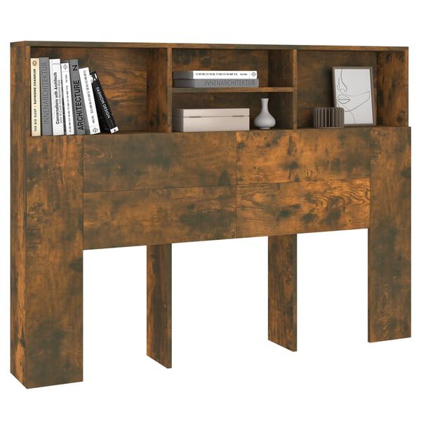 vidaXL Табла за легло тип шкаф, опушен дъб, 140x19x103,5 см