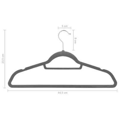 vidaXL 50 бр Комплект закачалки за дрехи антиплъзгащи сиво кадифе