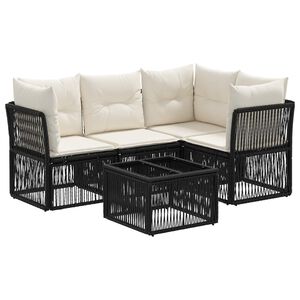 vidaXL Градински Софа Комплект 5 pcs Черно полиратан