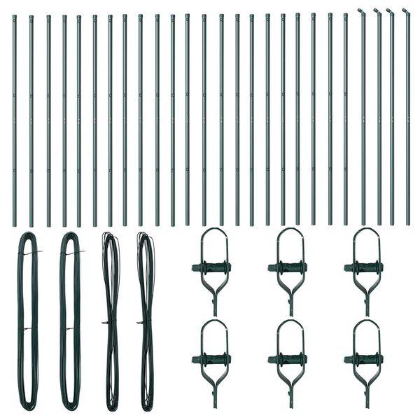 vidaXL Стълб за ограда. 26 pcs Зелен 3.2 x 3.2 x 170 см Стомана