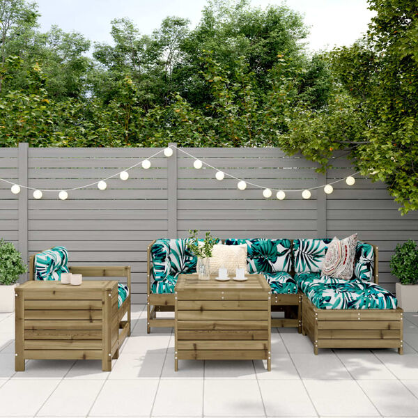 vidaXL Градински комплект диван от 7 части, импрегниран бор