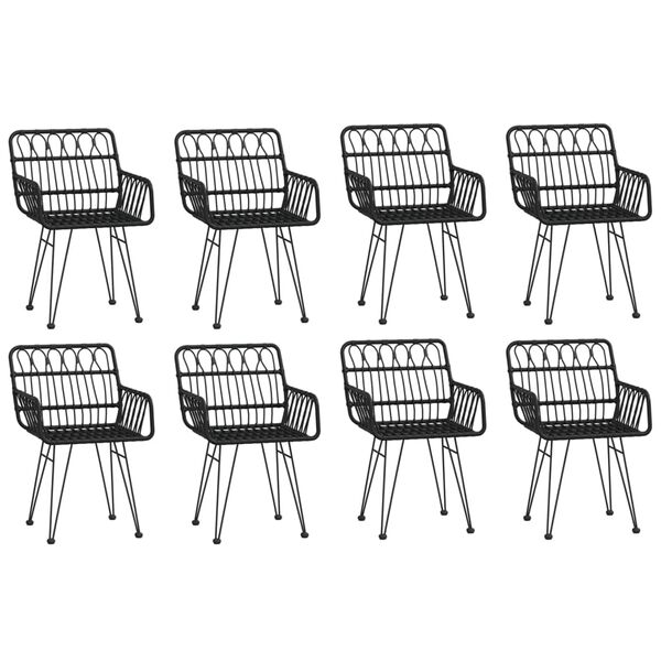 vidaXL Градински трапезен комплект, 9 части, черен, полиратан