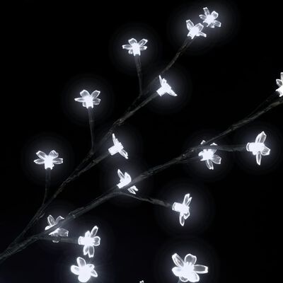 vidaXL Коледно дърво, LED бяла светлина, разцъфнала череша, 180 см