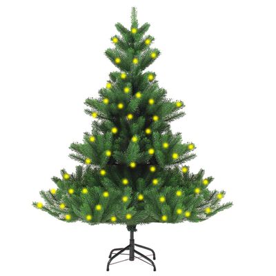 vidaXL Изкуствена осветена коледна елха тип кавказка, зелена, 180 см