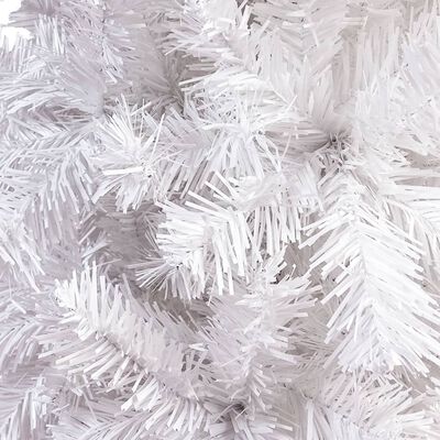 vidaXL Тънка осветена коледна елха, бяла, 120 см