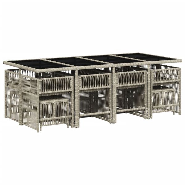 vidaXL Градински комплект от 13части с възглавници светлосив полиратан