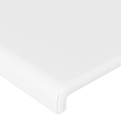 vidaXL LED горна табла за легло, бяла, 80x5x118/128 см изкуствена кожа