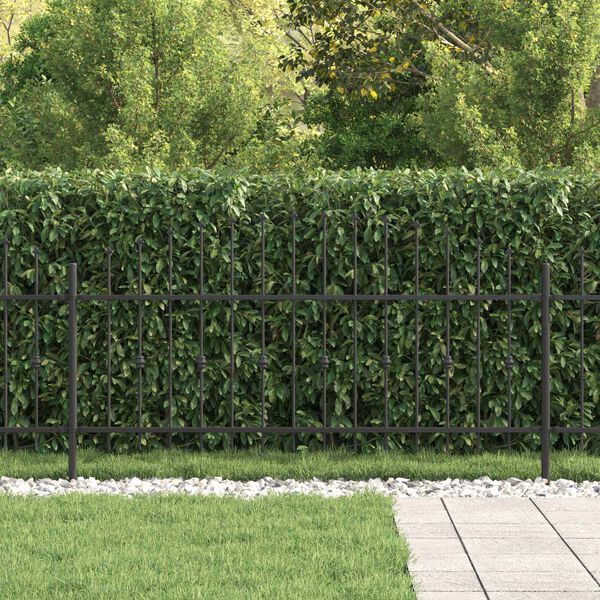 vidaXL Шипова ограда Черно 200 x 130 см Прахово боядисана стомана