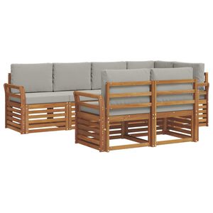 vidaXL Комплект секционен диван 7 pcs Естествено и светло сиво