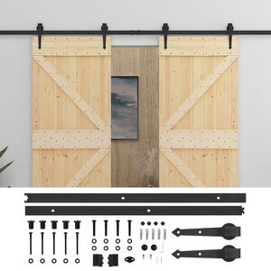 vidaXL Преплъзваща се врата 2 бр. 90 x 210 cm Масивна борова дървесина