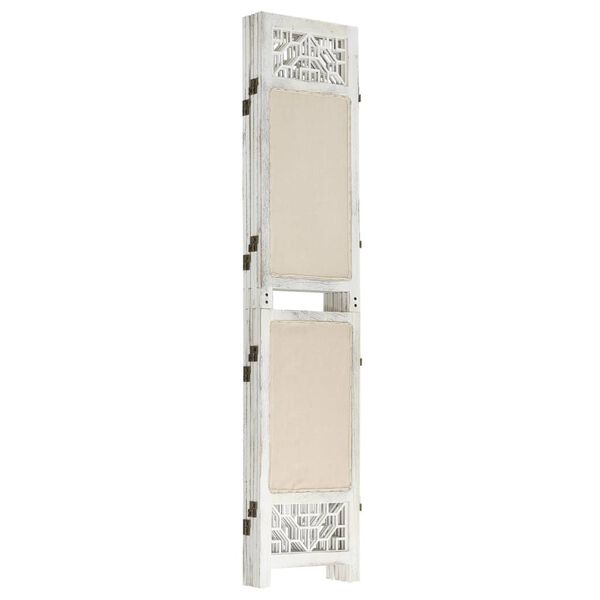 vidaXL Параван за стая, 5 панела, кремав, 175x165 cм, текстил