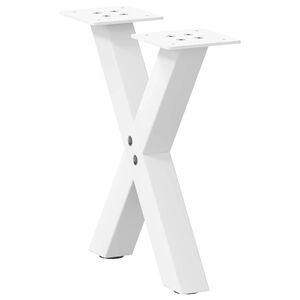 vidaXL Крака за масичка за кафе, X-образни, 2 бр., бели, 30 x (30-31) см, стомана
