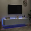 vidaXL Стенни ТВ шкафове с LED осветление, 2 бр, бели, 80x35x31 см