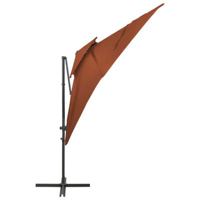 vidaXL Градински чадър чупещо рамо с двоен покрив теракота 250x250 см