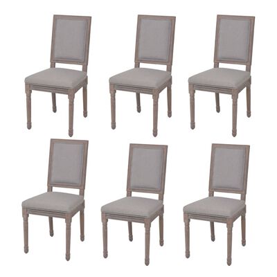vidaXL Трапезни столове, 6 бр, светлосиви, текстил