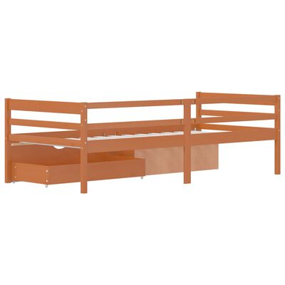 vidaXL Рамка за легло чекмеджета/шкаф меденокафява бор масив 90x200 см