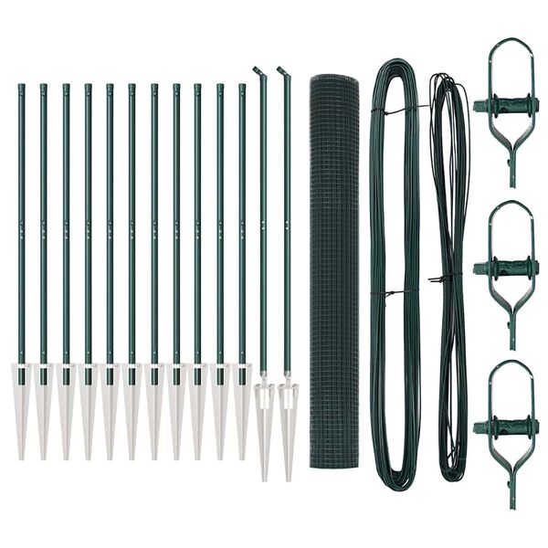 vidaXL Стълб за ограда. Зелен 25 x 1 м (19 x 19 мм мрежа) Стомана