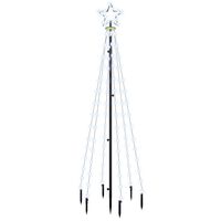 vidaXL Коледна елха с шип, студено бяло, 108 LED, 180 см