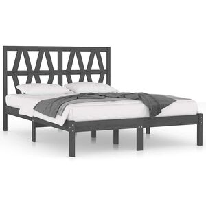 vidaXL Рамка за легло, сива, бор масив, 200х200 см