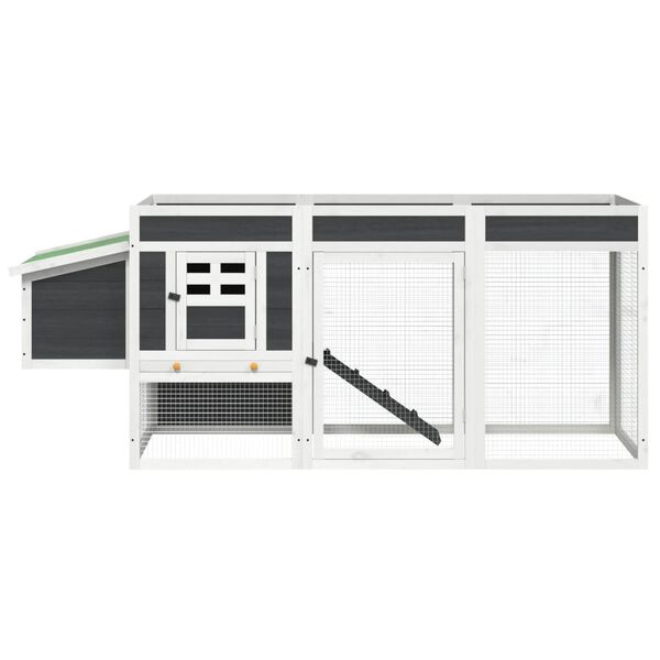 vidaXL Кокошарник сив 204x50x84 см бор масив