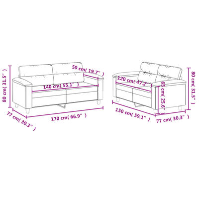 vidaXL Комплект дивани от 2 части с възглавници таупе плат микрофибър