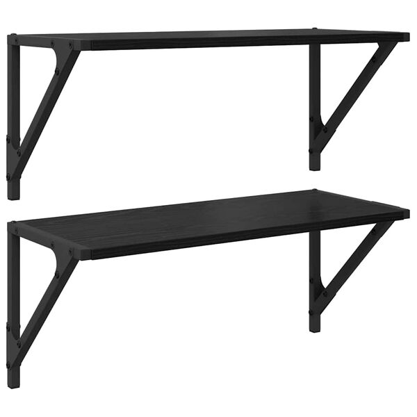 vidaXL Стени за рафтове с рафт 2 pcs Черния дъб 60 x 25 x 25,5 cm
