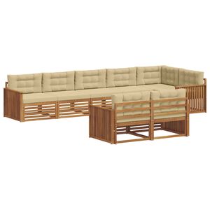 vidaXL Комплект дивани за открито 8 pcs Натурален и Бежов