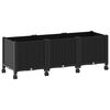 vidaXL Градинска саксия с колела Черно 120 x 40 x 44 см ПП