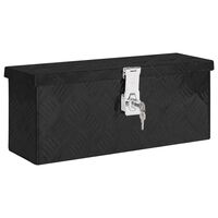 vidaXL Кутия за съхранение, черна, 50x15x20,5 см, алуминий
