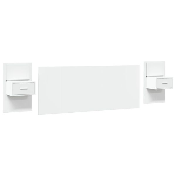 vidaXL Табла за легло с шкафчета, бяло, 200 см, инженерно дърво