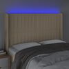 vidaXL LED горна табла за легло, кремава, 147x16x118/128 см, плат