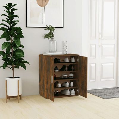 vidaXL Шкаф за обувки, опушен дъб, 60x35x70 см, инженерно дърво