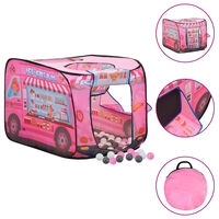 vidaXL Детска палатка за игра с 250 топки розово 70x112x70 см