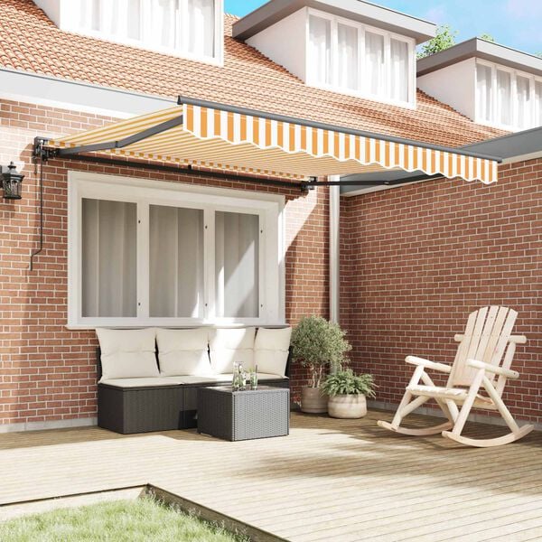 vidaXL Сгъваем навес Жълт и бял 300 x 250 cm Алуминий и Тъкан