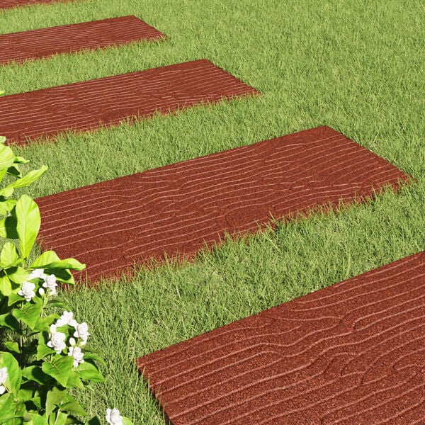 vidaXL Стъпаловиден камък 6 pcs Червено 60,5 x 25 x 2 см Каучук