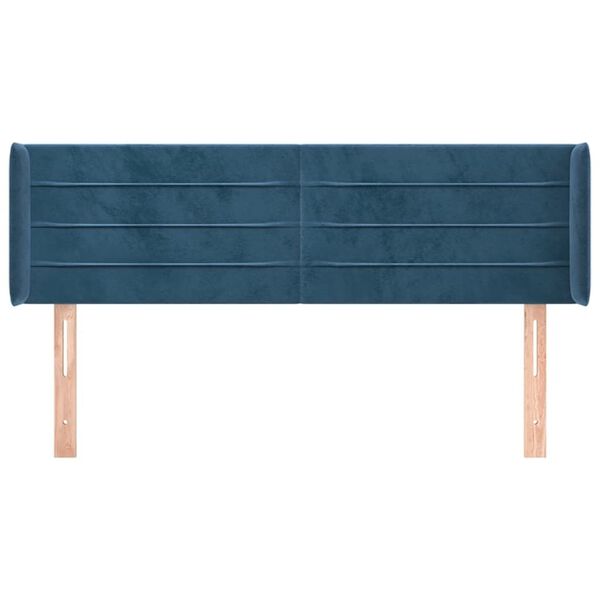 vidaXL Горна табла за легло, тъмносиня, 147x16x78/88 см, кадифе