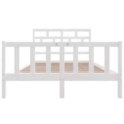 vidaXL Рамка за легло, бяла, бор масив, 120x200 см