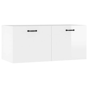 vidaXL Стенен шкаф, бял гланц, 80x36,5x35 см, инженерно дърво