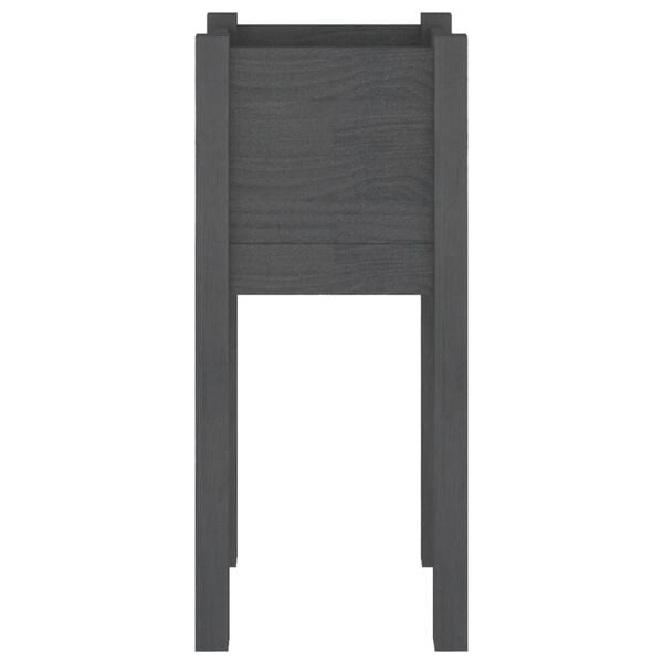 vidaXL Градински сандък, сив, 31x31x70 см, бор масив