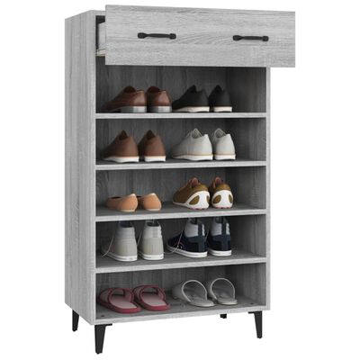 vidaXL Шкаф за обувки, сив сонома, 60x35x105 см, инженерно дърво