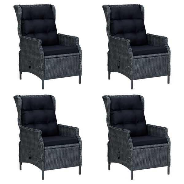 vidaXL Градински трапезен комплект, 7 части, тъмносив