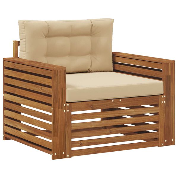 vidaXL Комплект дивани за открито Солидно акациево дърво и полиестер