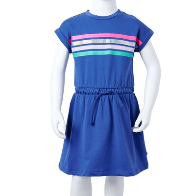 Детска рокля с шнур, кобалтовосиньо, 92
