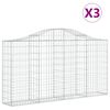 vidaXL Габионни кошници арка 3 бр 200x30x100/120 см поцинковано желязо