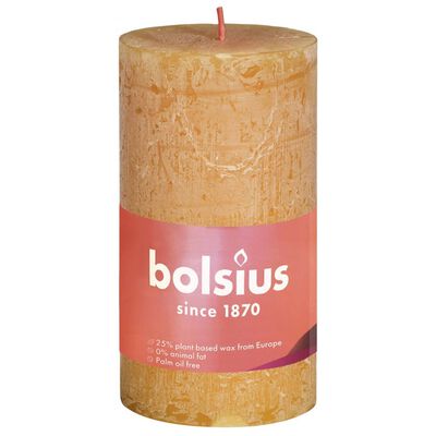 Bolsius Рустик колонни свещи Shine, 8 бр, 100x50 мм, жълта пчелна пита