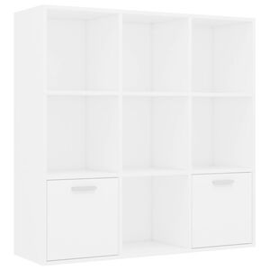 vidaXL Шкаф библиотека, бял, 98x30x98 см, инженерно дърво
