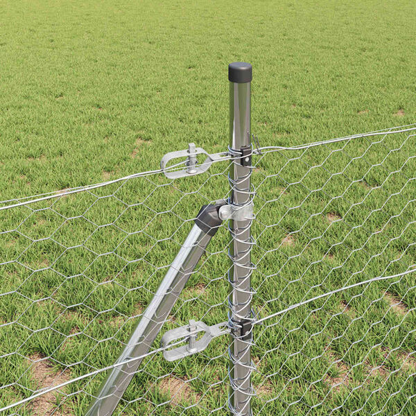 vidaXL Стълб за ограда. Сребрист 25 x 0,6 м (36 мм мрежа) Стомана